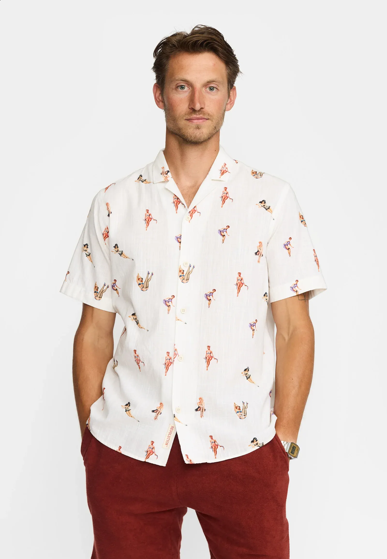 Short-sleeved Cuban Shirt / 3248 - Offwhite